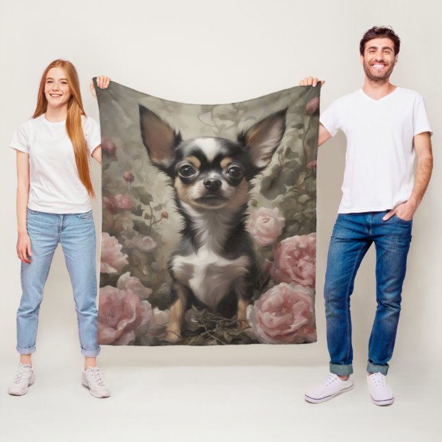 Flower Dog Breed Portraits 9 Fleece Blanket (In Situ)