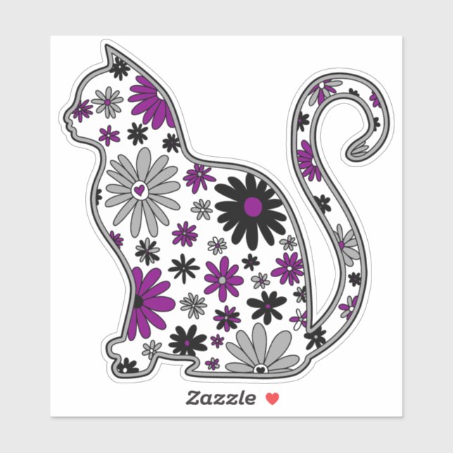 Flower doodle cat LGBTQ+ Ace Pride Flag (Sheet)