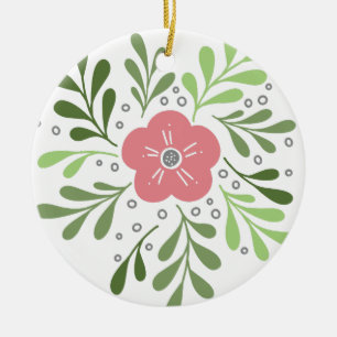 Flower Doodle Ceramic Ornament