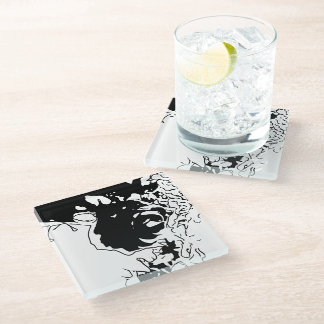 Flower Doodle Glass Coaster (Angled)