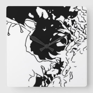 Flower Doodle Square Wall Clock