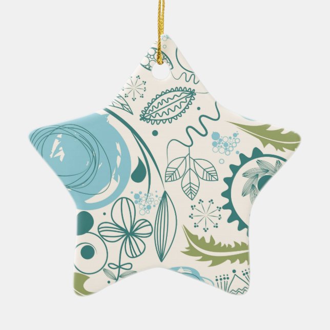 Flower Doodles Ceramic Tree Decoration (Front)