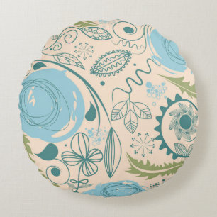 Flower Doodles Round Cushion