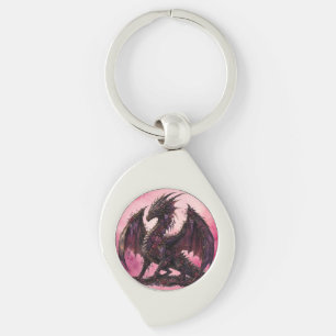 Flower Dragon Botanical Fantasy Dragon Key Ring