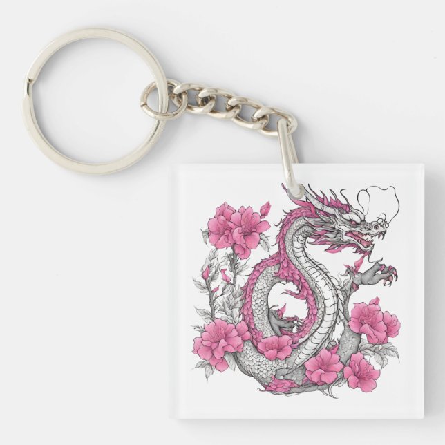 Flower Dragon Keychain (Front)