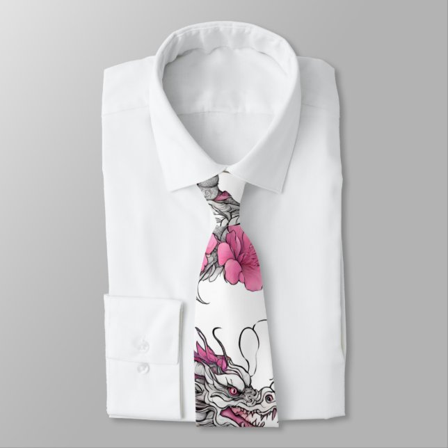 Flower Dragon Necktie (Tied)