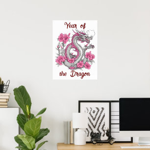 Flower Dragon Poster