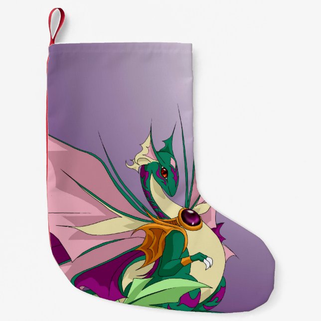 Flower Dragon Small Christmas Stocking (Front)
