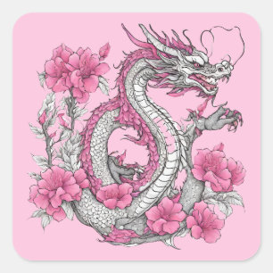 Flower Dragon Sticker