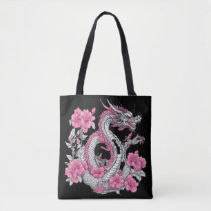 Flower Dragon Tote Bag