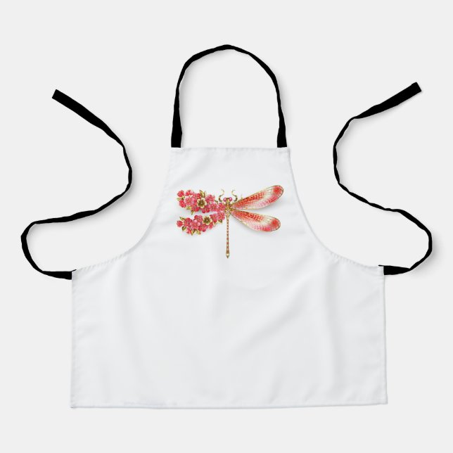 Flower dragonfly with jewellery sakura apron (Front)