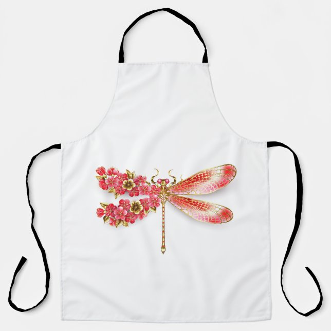 Flower dragonfly with jewellery sakura apron (Front)