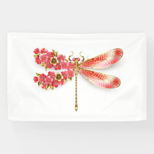 Flower dragonfly with jewellery sakura banner