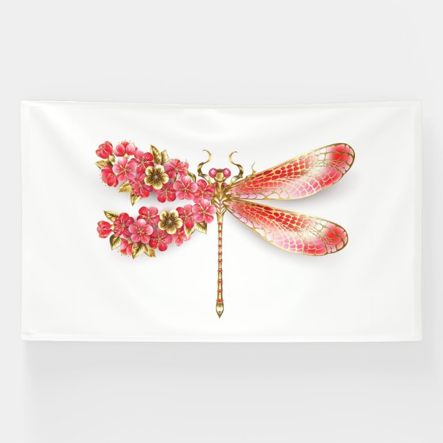 Flower dragonfly with jewellery sakura banner (Horizontal)
