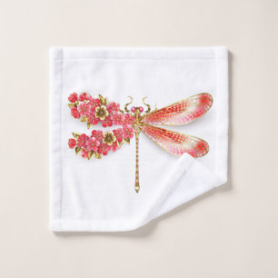 Flower dragonfly with jewellery sakura bath towel set