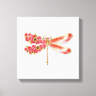 Flower dragonfly with jewellery sakura canvas print