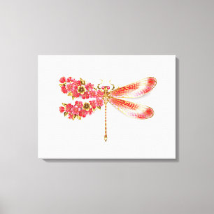 Flower dragonfly with jewellery sakura canvas print