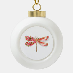 Flower dragonfly with jewellery sakura ceramic ball christmas ornament