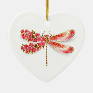 Flower dragonfly with jewellery sakura ceramic ornament