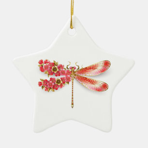 Flower dragonfly with jewellery sakura ceramic ornament