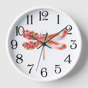 Flower dragonfly with jewellery sakura clock