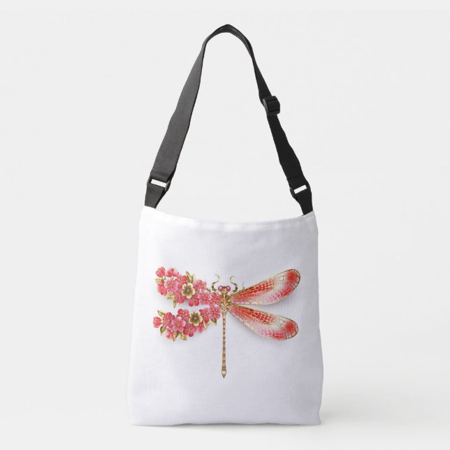 Flower dragonfly with jewellery sakura crossbody bag (Front)