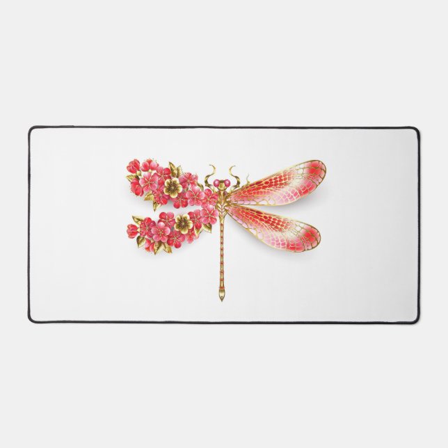 Flower dragonfly with jewellery sakura desk mat (Front)