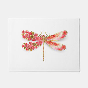 Flower dragonfly with jewellery sakura doormat