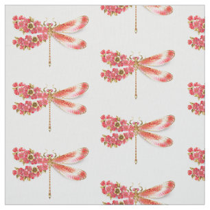 Flower dragonfly with jewellery sakura fabric