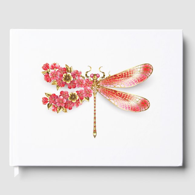 Flower dragonfly with jewellery sakura guest book (Front)