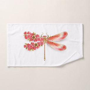 Flower dragonfly with jewellery sakura hand towel