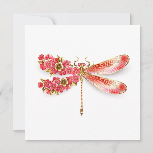 Flower dragonfly with jewellery sakura holiday card (Front)