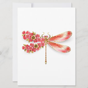 Flower dragonfly with jewellery sakura holiday card