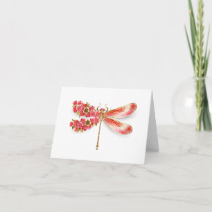 Flower dragonfly with jewellery sakura holiday card
