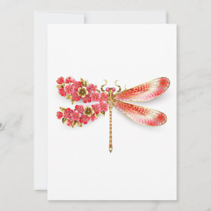 Flower dragonfly with jewellery sakura invitation