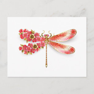 Flower dragonfly with jewellery sakura invitation postcard