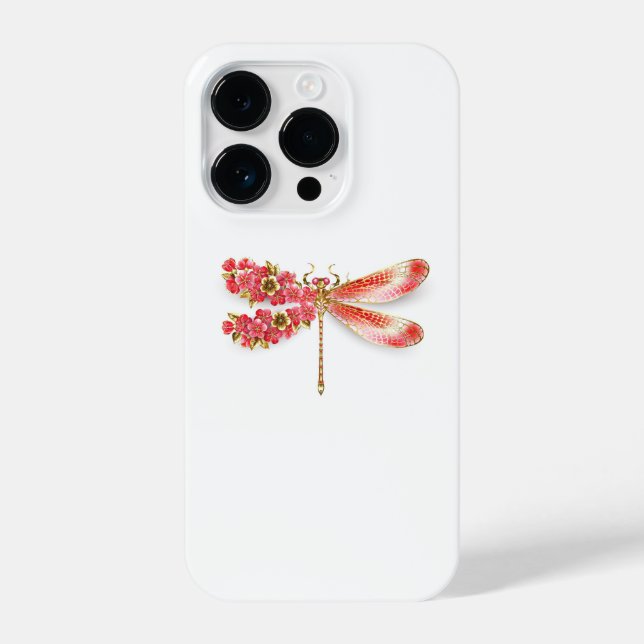 Flower dragonfly with jewellery sakura iPhone case (Back)