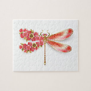 Flower dragonfly with jewellery sakura jigsaw puzzle