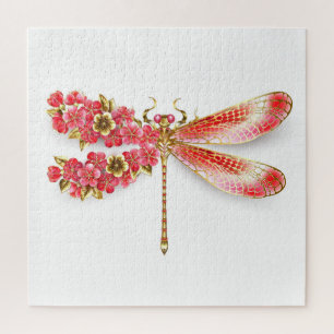 Flower dragonfly with jewellery sakura jigsaw puzzle