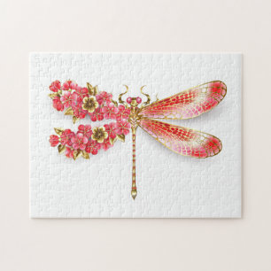 Flower dragonfly with jewellery sakura jigsaw puzzle