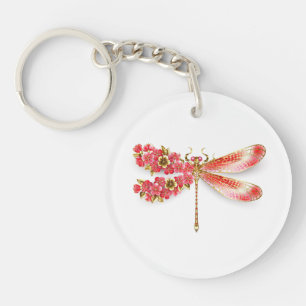Flower dragonfly with jewellery sakura key ring