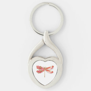 Flower dragonfly with jewellery sakura key ring