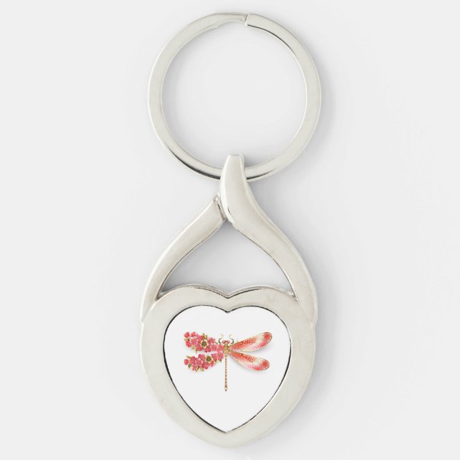 Flower dragonfly with jewellery sakura key ring (Front)