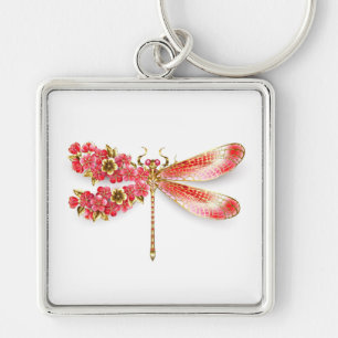 Flower dragonfly with jewellery sakura key ring