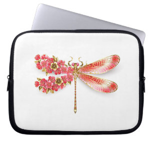 Flower dragonfly with jewellery sakura laptop sleeve