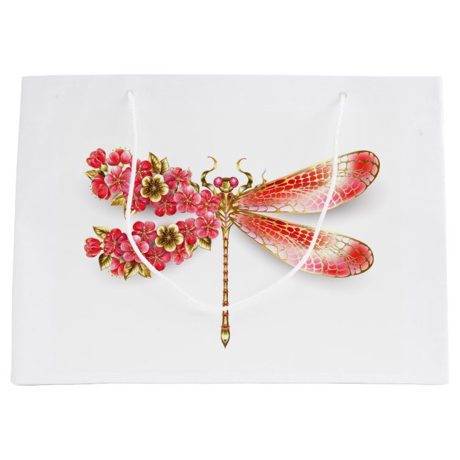 Flower dragonfly with jewellery sakura large gift bag (Front)