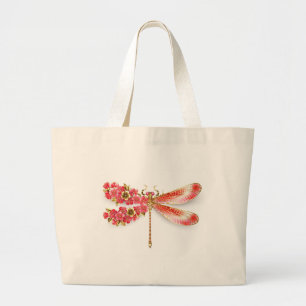 Flower dragonfly with jewellery sakura large tote bag