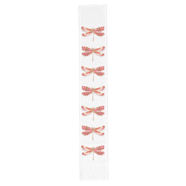 Flower dragonfly with jewellery sakura long table runner (Front)