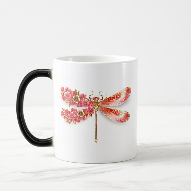 Flower dragonfly with jewellery sakura magic mug (Left)