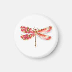 Flower dragonfly with jewellery sakura magnet